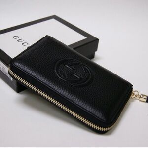Gucci SoHo Zip Around Wallet – Black Pebbled Leather